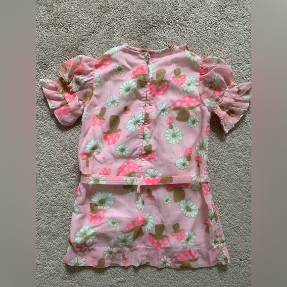 Vintage Early 60’s Holliday Toronto Neon Pink Mushroom Girls Pink Ruffle Dress - Picture 9 of 16